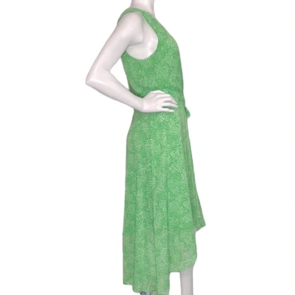 DKNY "NEW" Green Fairy Midi Feminine V-Neck Ethereal Chiffon Wrap Dress Size 14 - Picture 10 of 10
